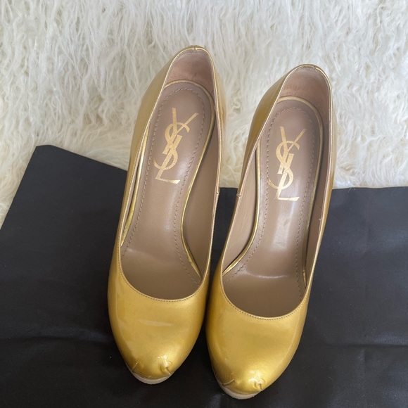 Vintage VSL Saint Laurent gold platform heels - Picture 5 of 12